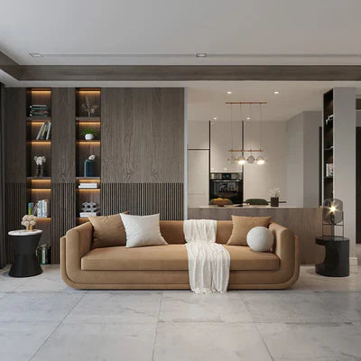 3 Seater Sofa For Home Furniture Upholstered velvet, Unique &amp; Modern Design For Living Room or Hall