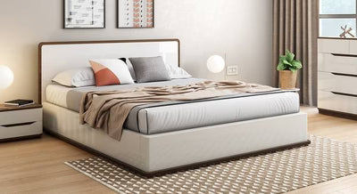 Queen Size Wooden Bed Modern Design with Wooden Frame; Premium Laminate for Superior Comfort