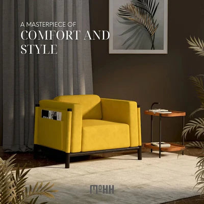 Lounge Chair For Home Furniture Modern &amp; Durable Design Upholstery Velvet Comfortable Seating for Living Room &amp; Offices - Yellow