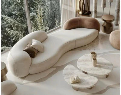 3 Seater Sofa Curved Shape Modern Design Durable for Home Furniture with Solid Wood Frame and Long-Lasting Sofa for Living Room