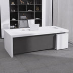 Director & Executive Rectangular Office Table Luxury Desk Made in Particle Board with Drawer and CPU Storage, Wire Manager