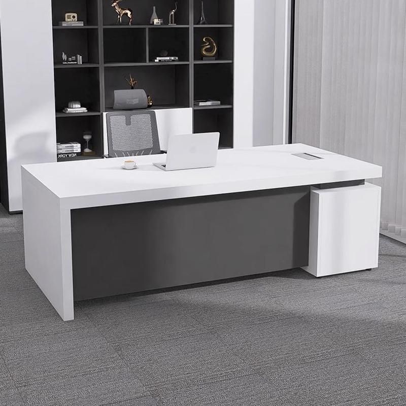 Director & Executive Rectangular Office Table Luxury Desk Made in Particle Board with Drawer and CPU Storage, Wire Manager