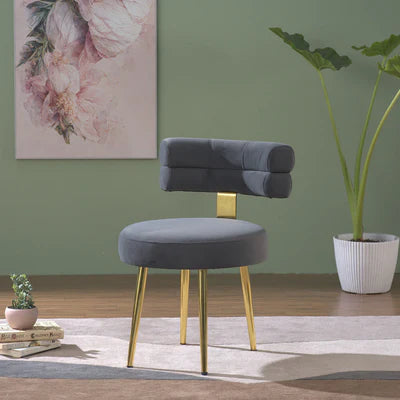 Lounge Wooden Chairs for Home Furniture Upholstery Velvet, Durable Armless Chair Premium Comfort For Living Room or Bedroom - Grey