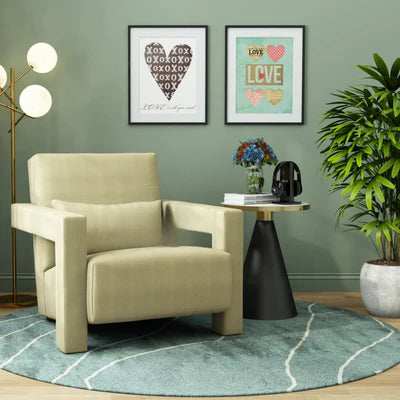 Lounge Chair Upholstered in Fabric Luxurious and Comfortable durable Design legs Wooden leg base with polish-Off White