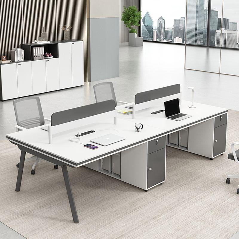 Luxury Linear Workstation for Office with Pedestal and Storage Units, 4 Persion Seating Space Efficient & Stylish