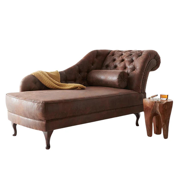 Spaced chesterfield Lounge sofa Handcrafted and Stylish Design & Leatherette fabric Durable & Comfortable Padded Perfect for living Room -Brown