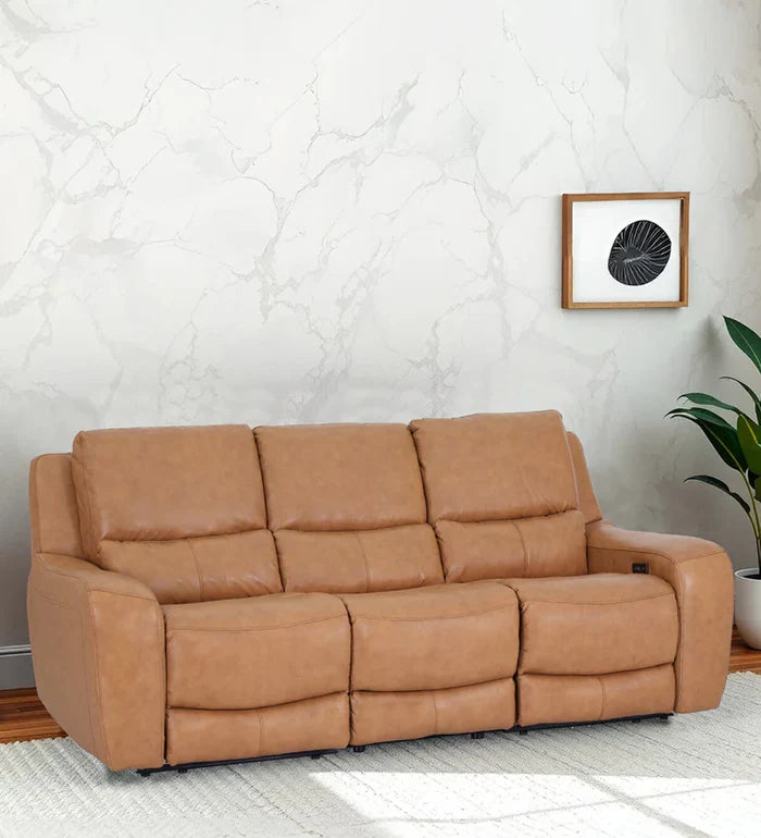 3-Seater Recliner Sofa with PU Leatherette Upholstery, Cosy Padding