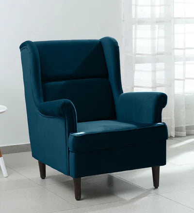 Lounge Chair For Home Furniture Premium &amp; Durable Design Upholstery Velvet Comfortable Seating for Living Room &amp; Offices - Navy Blue