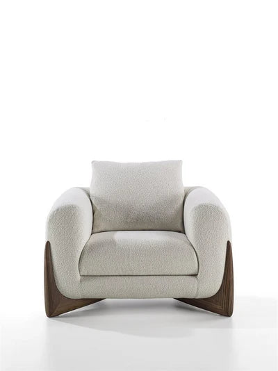 Lounge Chair For Home Furniture Premium &amp; Durable Design Armchair Upholstery Woolen Fabric Comfortable &amp; Soft for Living Room &amp; Offices - Off White