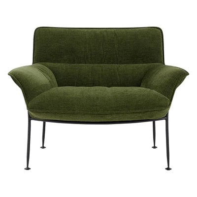 Lounge Chair Upholstered in Velvet Cozy and Stylish ,Comfortable Arm Chair Durable Design for Living Room or Office -Dark Green