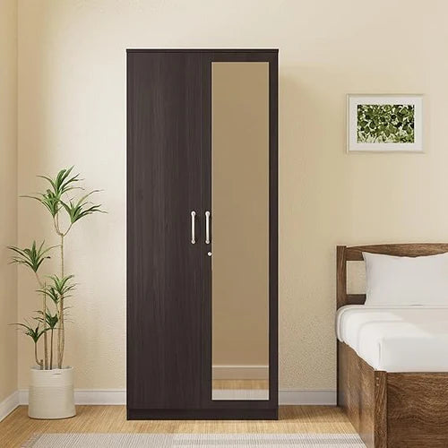 Wardrobe for Compact Bedroom Modern 2-Door and Premium Design, Elegant Finish With Mirror.