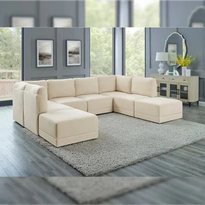 7 Seater Sofa&nbsp;Wide Symmetrical Modular Corner Design Upholstery Suede Modern And Durable Design For Living Room