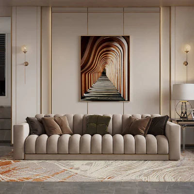 3-Seater Sofa For Home Furniture Upholstery Fabric, Comfortable Seating Perfect for Living Room Comfort - Cream