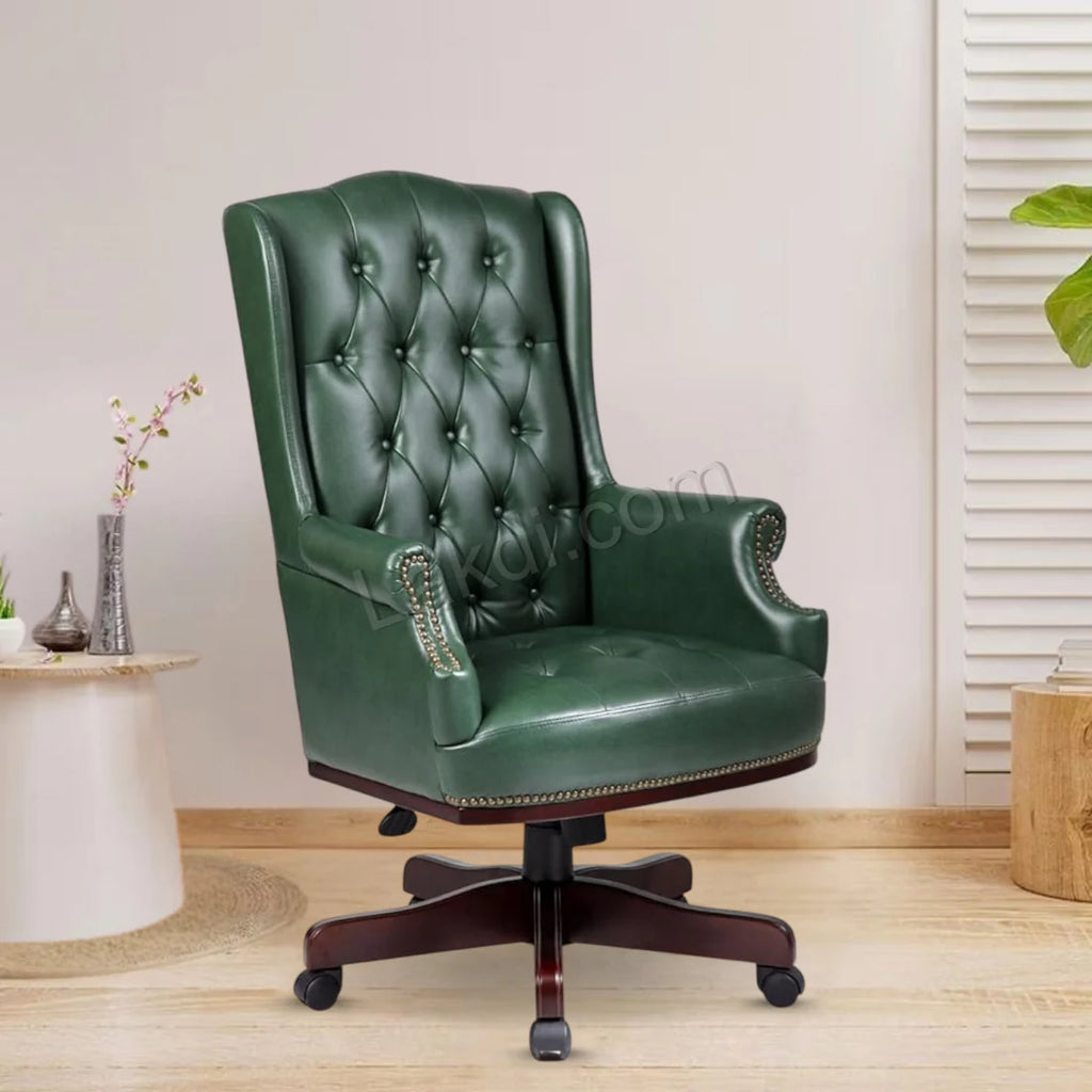High Back Director Chair With Wooden Base