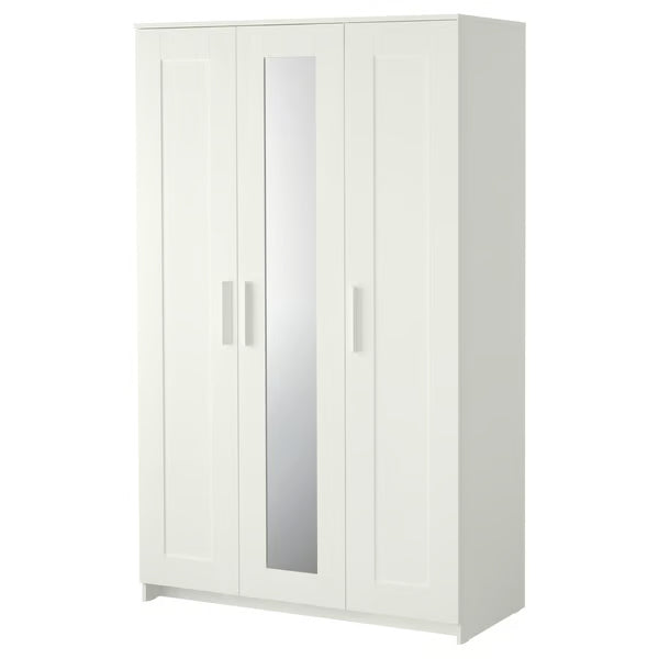 Wardrobe for Bedroom with 3 Doors and Full-Length Mirror – Spacious Design with Shelves, Hanging Rod for Organized Living
