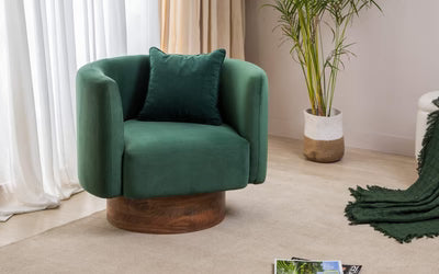Lounge Sofa Curved Backrest&nbsp;Modern and durable Arm Chairs Upholstered in Velvet&nbsp;For Living Room or Bedroom - Green