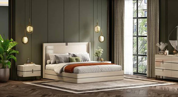 King Size Bed – Glossy, Engineered Wood with Sleek, Spacious, and Ideal for Stylish Modern Bedrooms