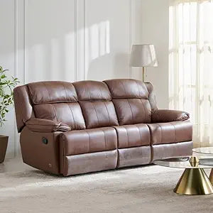 Elegant 3-Seater Recliner Sofa with PU Leatherette, Plush Padding