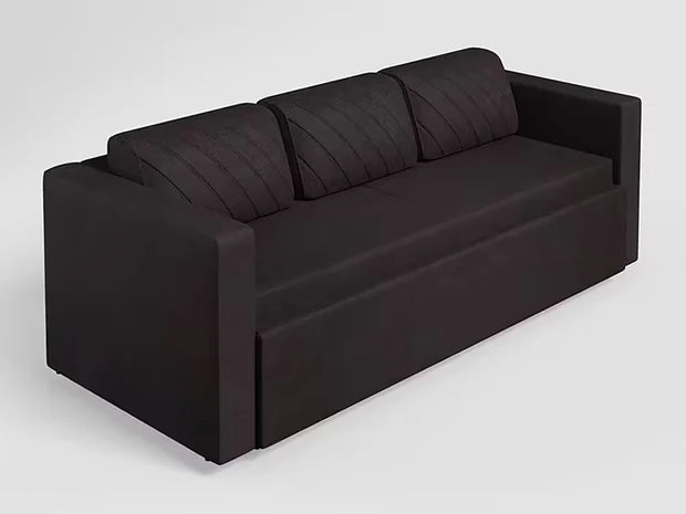 3 + 1 Sofa Cum Bed Leatherette Fabric for Home Furniture Frame Plyboard ,High Density Foam Soft & Comfort Seating for Living Room- Black