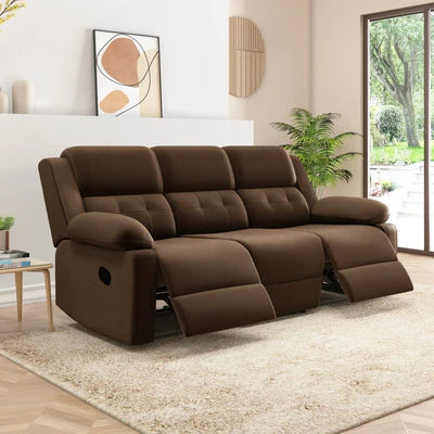 3-Seater Recliner Sofa with PU Leatherette Upholstery, Soft Cushioning, Smooth Recline, and Back Support