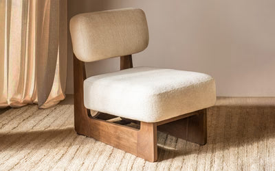 Lounge Wooden Chairs&nbsp;Modern and durable Armless Chairs Upholstered in Fabric&nbsp;For Living Room or Bedroom - Off White