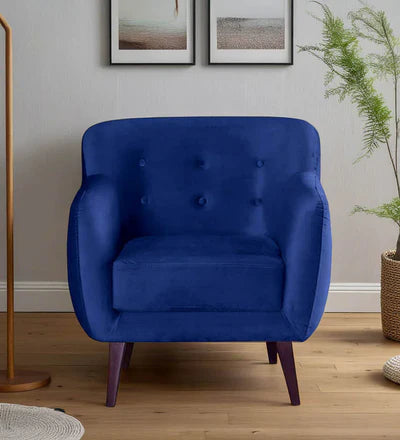 Lounge Chair For Home Furniture Premium &amp; Durable Design Tufted Buttons Armchair Upholstery Velvet Comfortable Seating for Living Room &amp; Offices - Blue