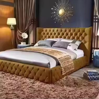 King Size Bed with Tufted headboard with styling with optional storage for Home