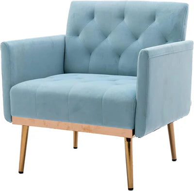 Lounge Chair with Arm For Home Furniture Modern &amp; Durable Design Upholstery Velvet Comfortable Seating for Living Room &amp; Offices - Sky Blue