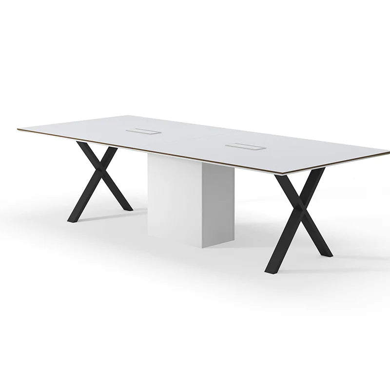 Conference and Meeting Office Room Table Sleek Design with 4 Cross Legs Support Furniture Made in Plyboard with Laminate