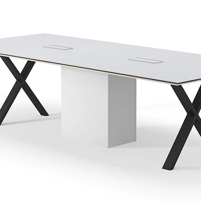 Conference and Meeting Office Room Table Sleek Design with 4 Cross Legs Support Furniture Made in Plyboard with Laminate