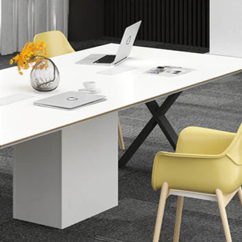 Conference and Meeting Office Room Table Sleek Design with 4 Cross Legs Support Furniture Made in Plyboard with Laminate
