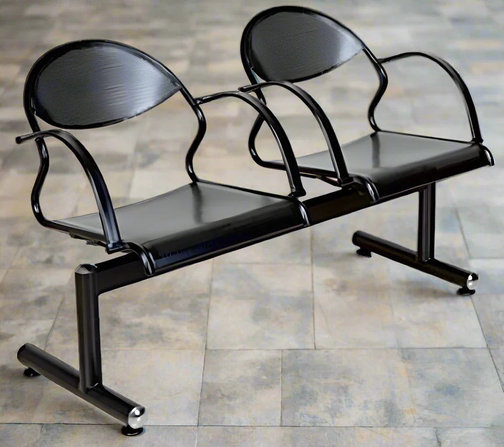 2-Seater Airport Sofa with Metal Legs and Stylish Perforated Seat Design