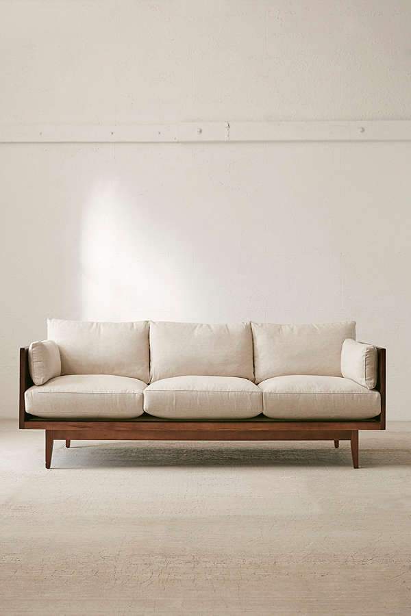3 Seater Wooden Sofa For Home Furniture Upholstery Fabric, Modern and Durable Design For Living Room and Office
