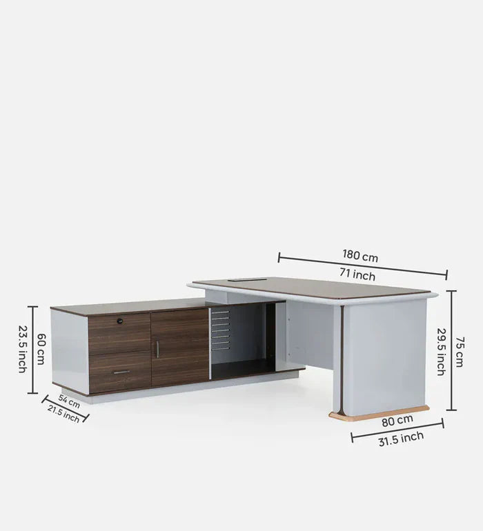 Director and Executive L shape Table Made in Plyboard with Veneer and high glossy finish