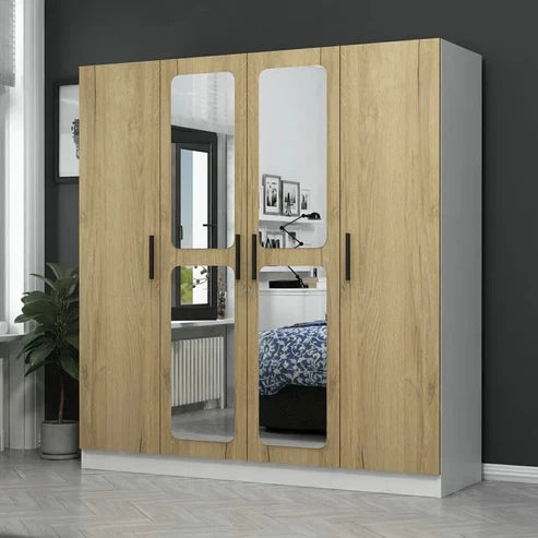 Wardrobe for Effortless Style Premium 4-Door Mirrored Wardrobe