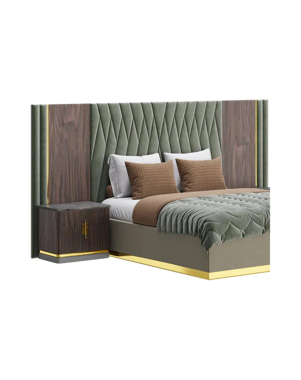 Queen Size Bed with Soft Upholstered Wooden frame, and elegant design—perfectly with lasting bedroom comfort
