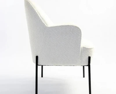 Lounge Chair For Home Furniture Upholstered in Woolen Cozy and Stylish, Comfortable Modern And Durable Design for Living Room -White