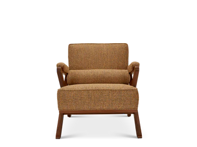 Lounge Chair Wooden Sofa For Home Furniture upholstered in Fabric Wide Arm Chair Modern and durable For Living Room or Bedroom - Brown
