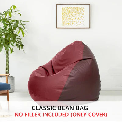 Fluffy Bean Bag Ultra Soft Cozy, Medium Size Filled with Premium Beans Ideal For Living Room, Bedroom, Gaming Lounge, Comfortable Seating for Adults or Kids -Maroon