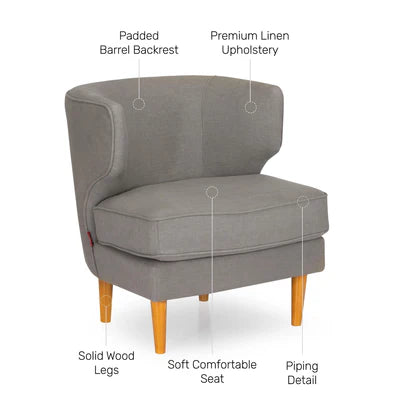 Lounge Chair For Home Furniture Modern &amp; Durable Design Upholstery Fabric Comfortable Seating for Living Room &amp; Offices - Grey