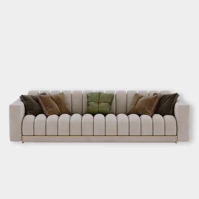 3-Seater Sofa For Home Furniture Upholstery Fabric, Comfortable Seating Perfect for Living Room Comfort - Cream