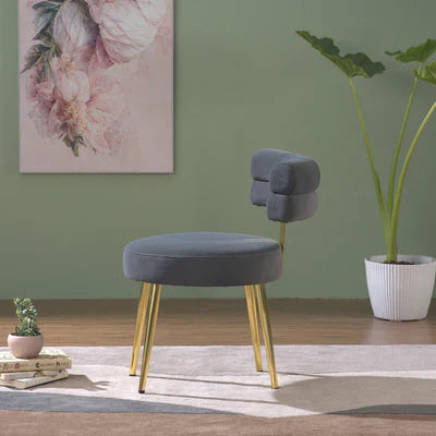 Lounge Wooden Chairs for Home Furniture Upholstery Velvet, Durable Armless Chair Premium Comfort For Living Room or Bedroom - Grey