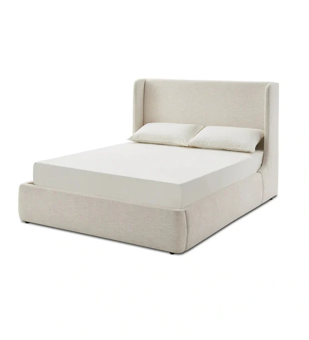 king‑size Velvet Upholstered Bed with headboard, support legs, and seamless box‑spring‑free setup—luxurious, modern elegance.