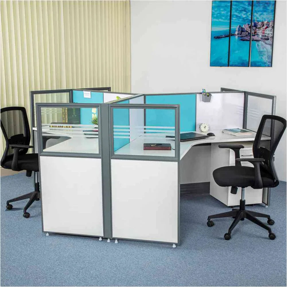 Modern 4-Seater Cubicle Workstation with Partition Panels & High Quality, Durable Workstation