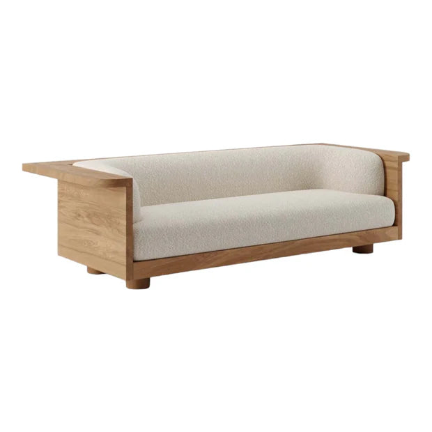 3 Seater Wooden Sofa For Home Furniture, Upholstery Boucle Premium And Durable Design For Living Room and Hall