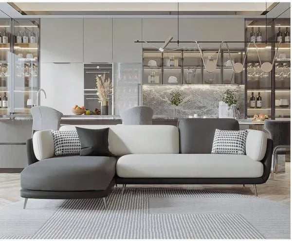 L-Seater Sofa for Home Use with PU Leatherette upholstery, High-Quality Fabric, and Solid Premium Wood, Perfect Blend of Comfort and Modern Design