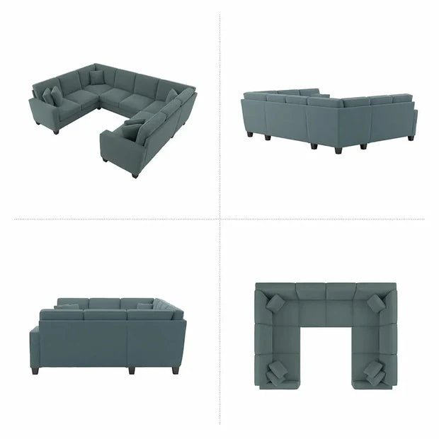 U Shape Sofa For Home Furniture, Upholstery Pu Leatherette Luxury And Durable Design For Living Room -Dark Grey