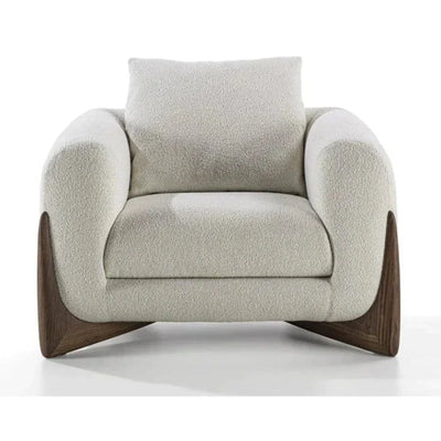 Lounge Chair For Home Furniture Premium &amp; Durable Design Armchair Upholstery Woolen Fabric Comfortable &amp; Soft for Living Room &amp; Offices - Off White