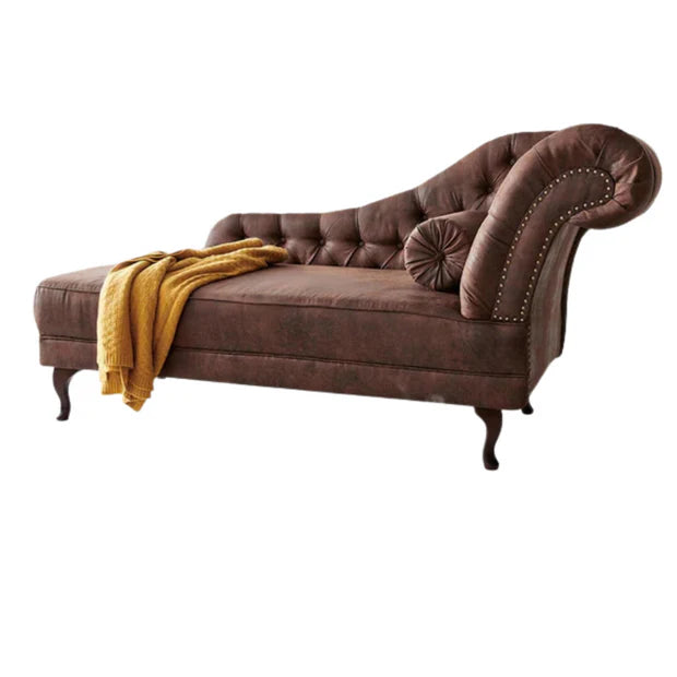Spaced chesterfield Lounge sofa Handcrafted and Stylish Design & Leatherette fabric Durable & Comfortable Padded Perfect for living Room -Brown