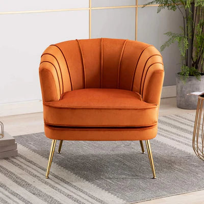 Lounge Chair Upholstered in Velvet Cozy and Stylish, Comfortable Durable Design for Living Room Or Office -Orange